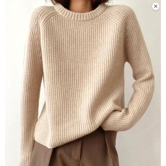 Jenni Kayne Sweaters - Jenni Kayne S Iconic 100% CASHMERE Fisherman Sweater $425 Oatmeal Neutral